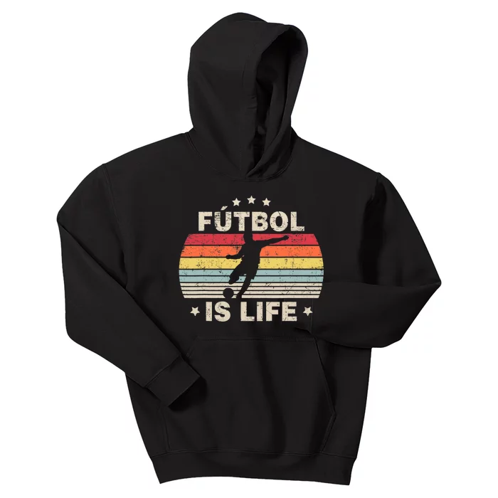 Futbol Is Life Soccer Funny Football Lover Vintage Kids Hoodie