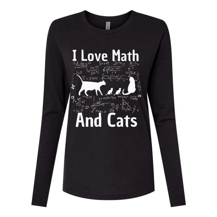 funny I Love Math And Cats Math Lover Womens Cotton Relaxed Long Sleeve T-Shirt