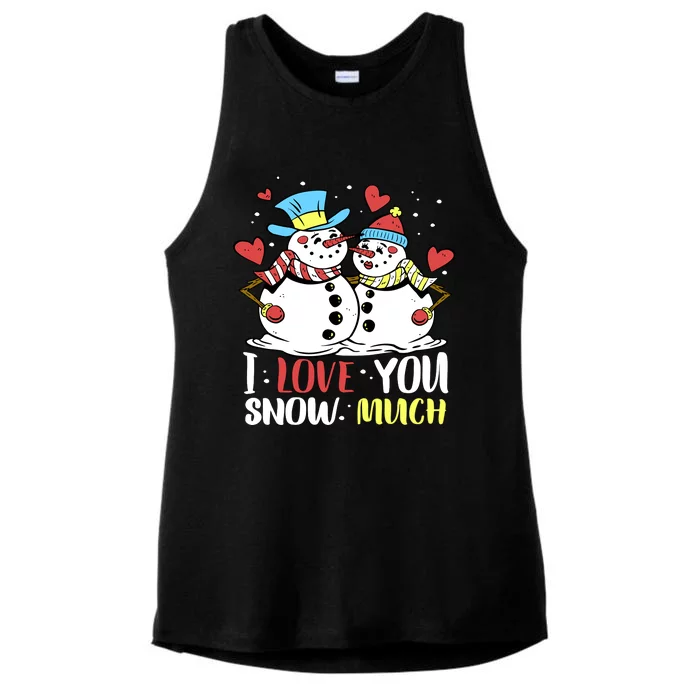 Funny I Love You Snow Much Snowman Women Ladies Tri-Blend Wicking Tank