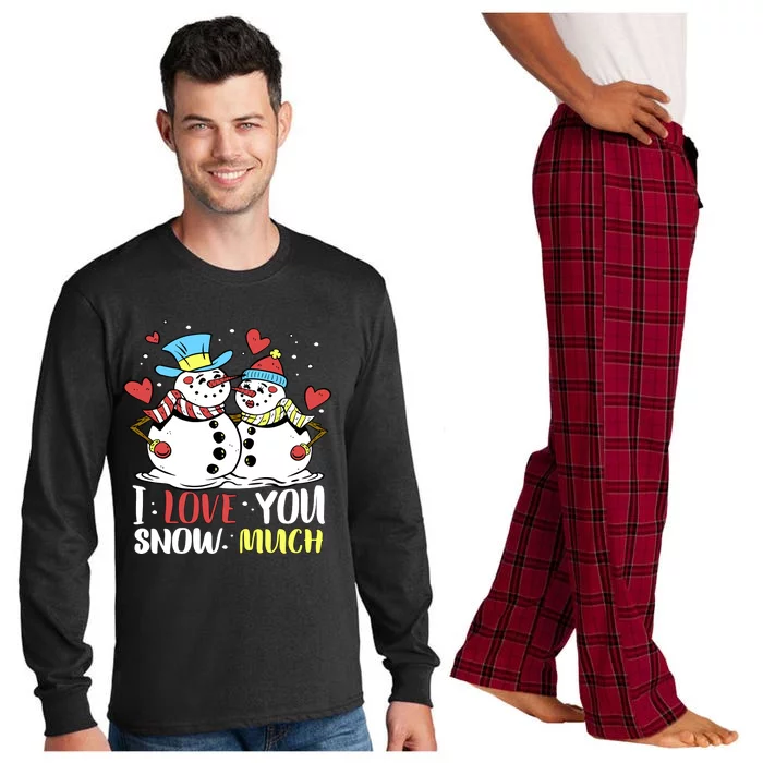 Funny I Love You Snow Much Snowman Women Long Sleeve Pajama Set