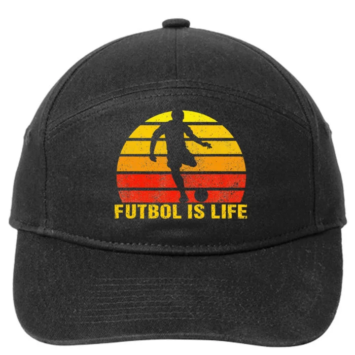 Futbol Is Life Vintage Soccer Player Sports Futbol 7-Panel Snapback Hat