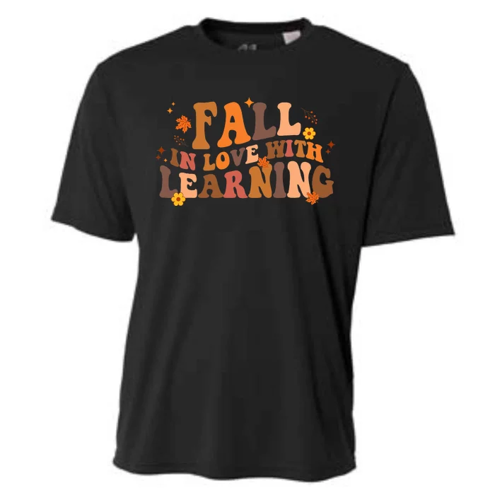 Fall In Love With Learning Fall Teacher Thanksgiving Groovy Cooling Performance Crew T-Shirt