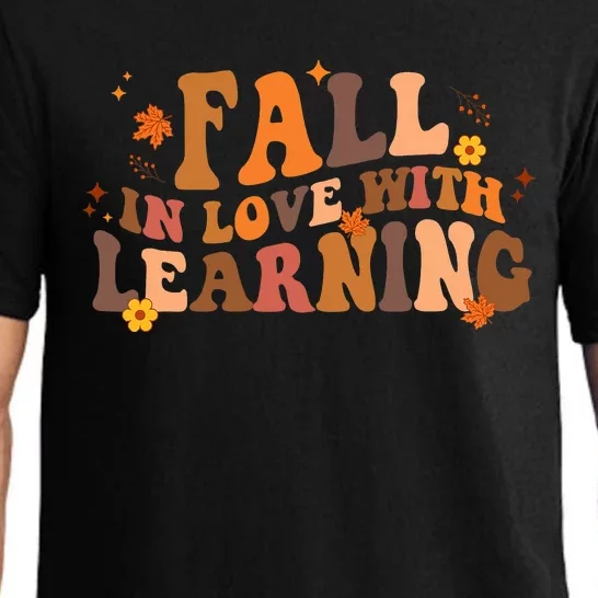 Fall In Love With Learning Fall Teacher Thanksgiving Groovy Pajama Set