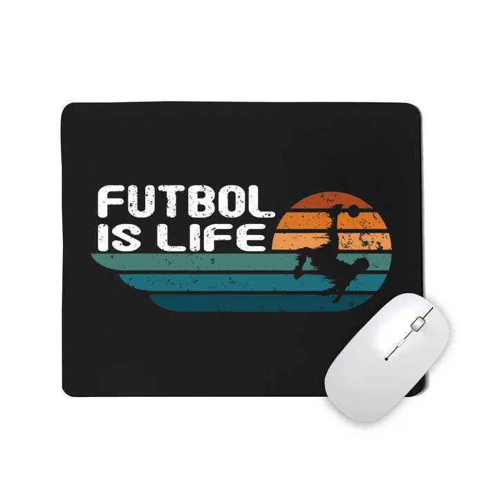 Fútbol Is Life Funny Vintage Football Lover Soccer Mousepad