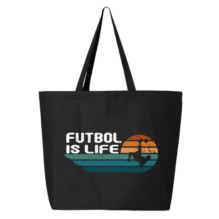 Fútbol Is Life Funny Vintage Football Lover Soccer 25L Jumbo Tote