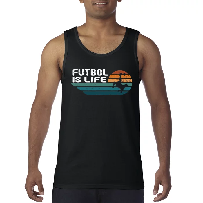 Fútbol Is Life Funny Vintage Football Lover Soccer Tank Top