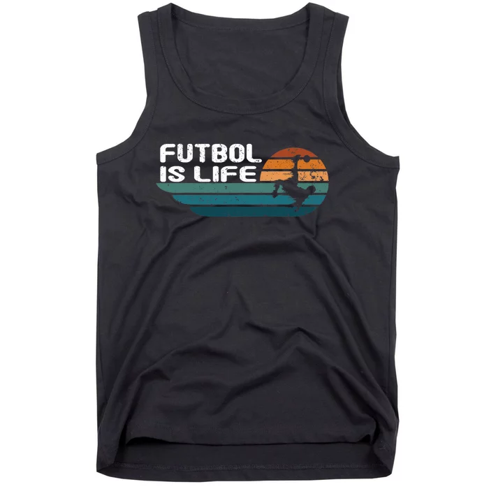 Fútbol Is Life Funny Vintage Football Lover Soccer Tank Top