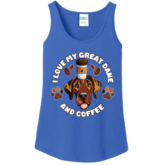 Funny I Love My Great Dane And Coffee Dog Lovers Pet Owners Ladies Essential Tank