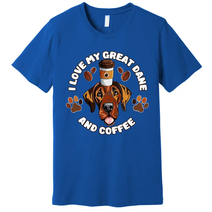 Funny I Love My Great Dane And Coffee Dog Lovers Pet Owners Premium T-Shirt