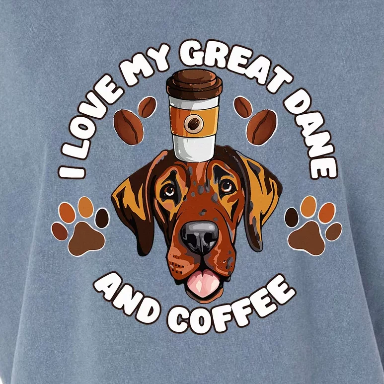 Funny I Love My Great Dane And Coffee Dog Lovers Pet Owners Garment-Dyed Women's Muscle Tee