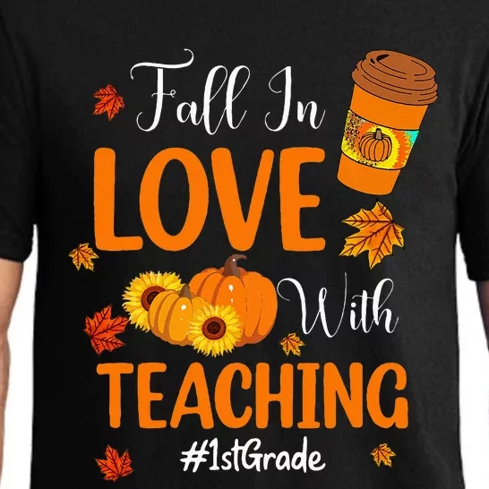 Fall In Love With Teaching 1st Grade Teacher Thanksgiving Pajama Set