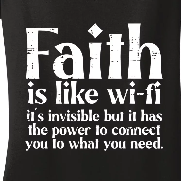 Faith Is Like Wifi God Jesus Religious Christian Men Women Women's V-Neck T-Shirt