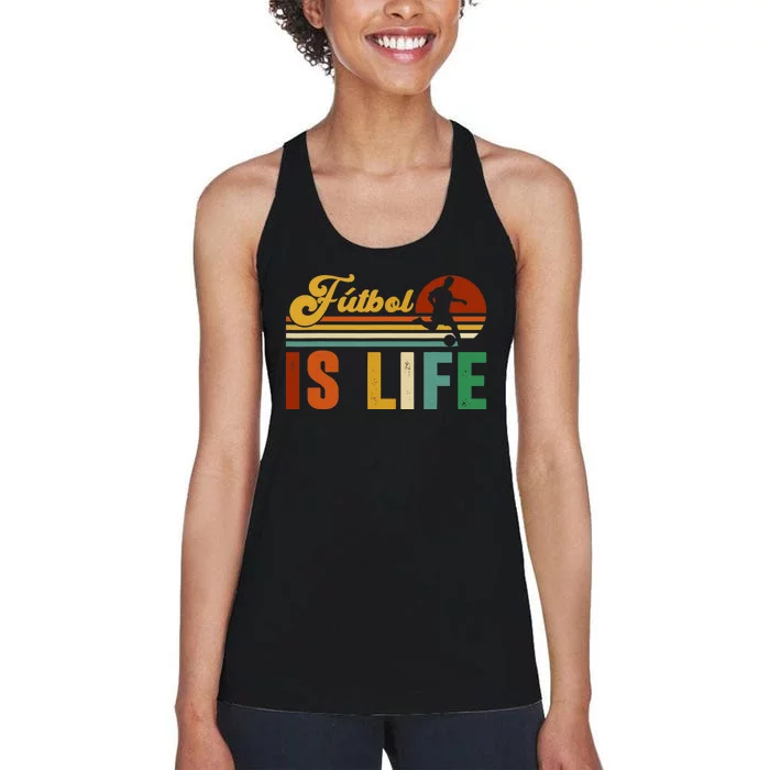 Futbol Is Life Soccer Funny Football Lover Vintage Women's Racerback Tank