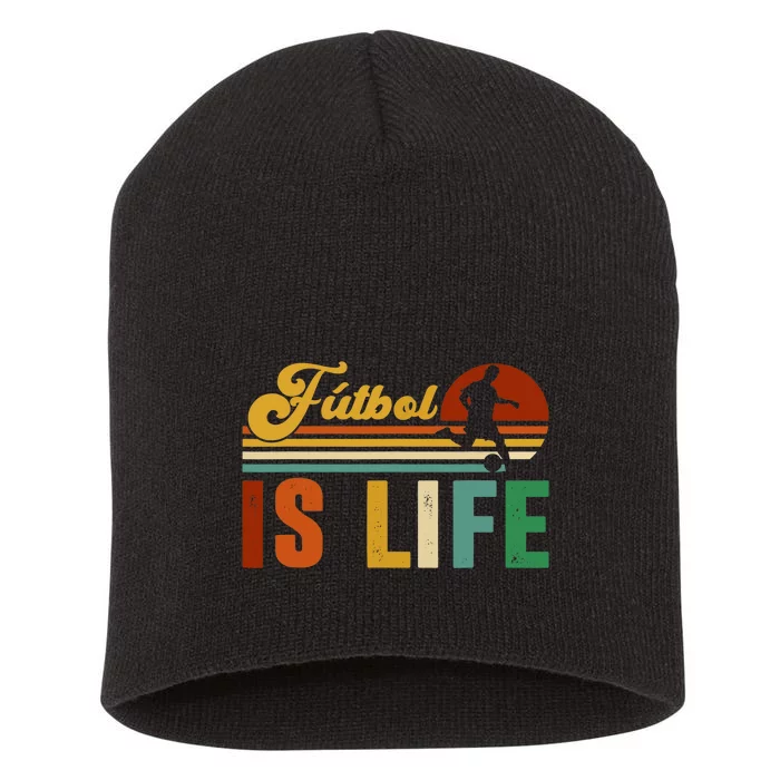 Futbol Is Life Soccer Funny Football Lover Vintage Short Acrylic Beanie