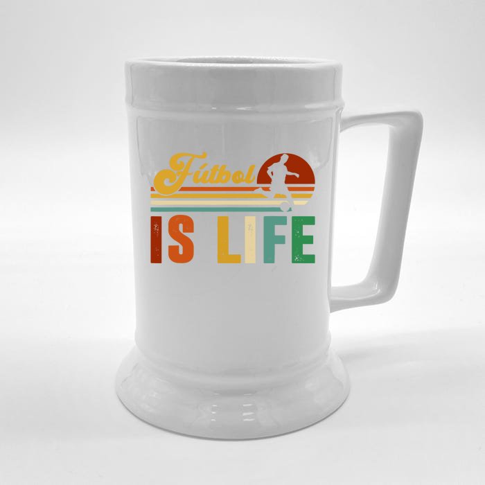 Futbol Is Life Soccer Funny Football Lover Vintage Front & Back Beer Stein