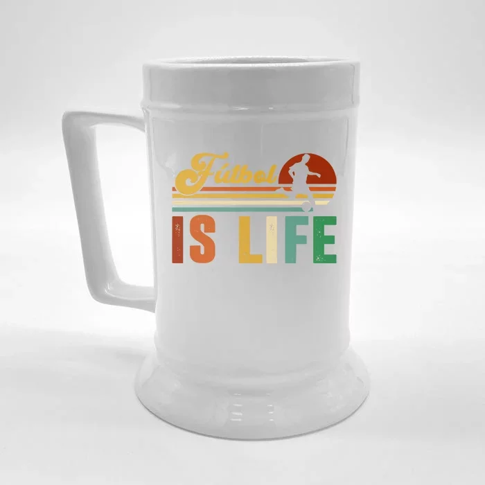 Futbol Is Life Soccer Funny Football Lover Vintage Front & Back Beer Stein