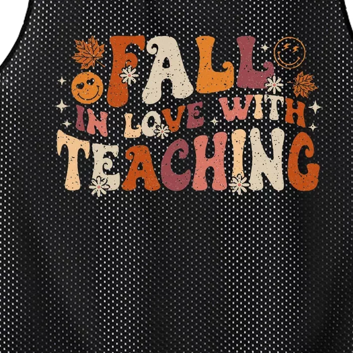 Fall In Love With Teaching Autum Thanksgiving Fall Teacher Mesh Reversible Basketball Jersey Tank