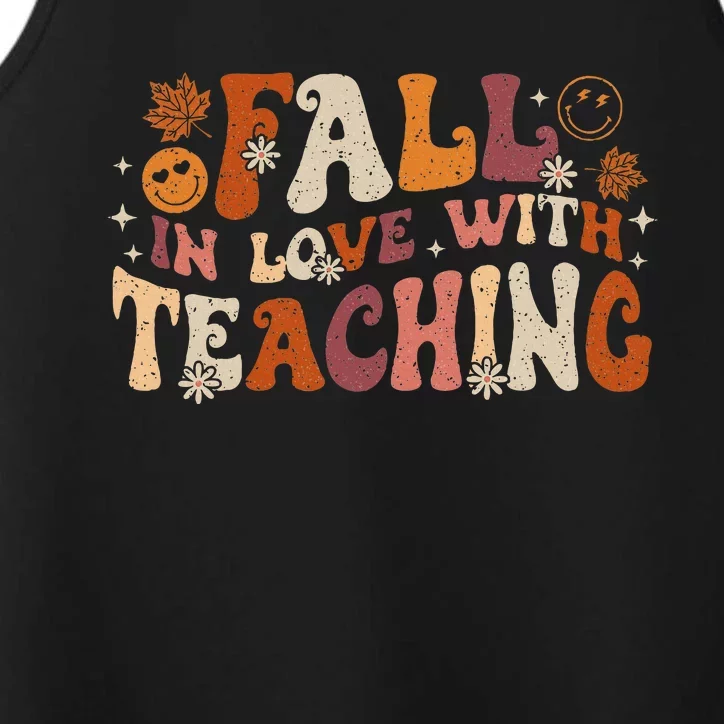 Fall In Love With Teaching Autum Thanksgiving Fall Teacher Performance Tank