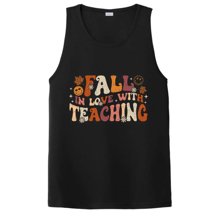 Fall In Love With Teaching Autum Thanksgiving Fall Teacher Performance Tank