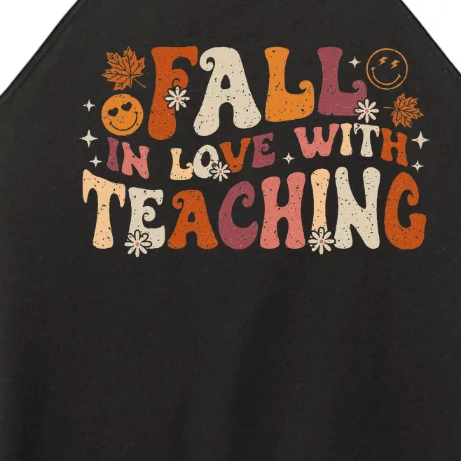 Fall In Love With Teaching Autum Thanksgiving Fall Teacher Women’s Perfect Tri Rocker Tank