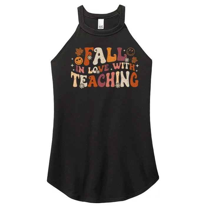 Fall In Love With Teaching Autum Thanksgiving Fall Teacher Women’s Perfect Tri Rocker Tank