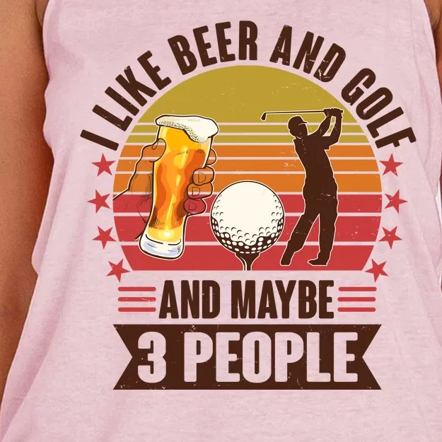 Funny I Like Beer And Golf And Maybe 3 People Women's Knotted Racerback Tank