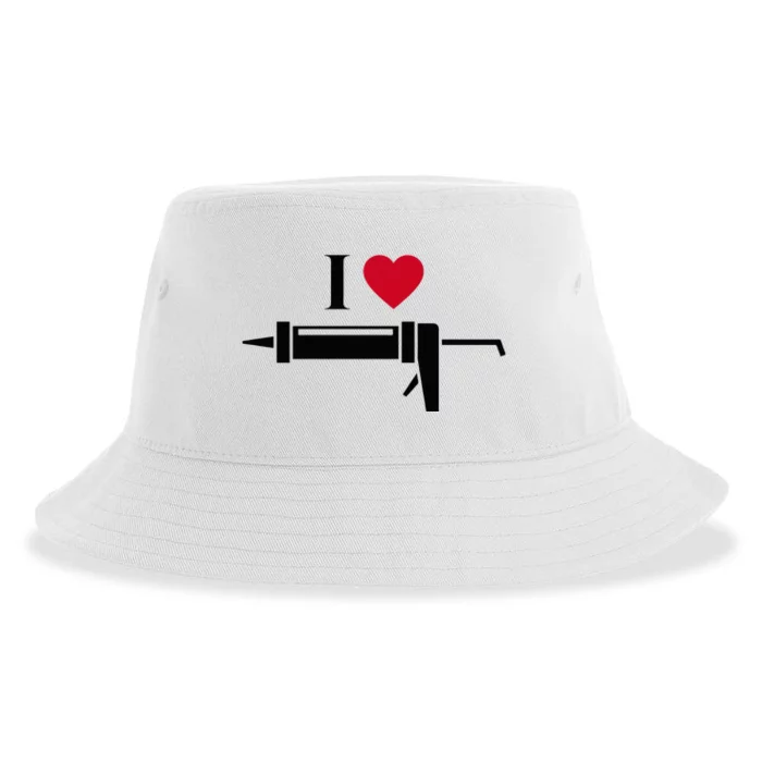 Funny I Love Caulk Handyman and Handy Woman Design Sustainable Bucket Hat