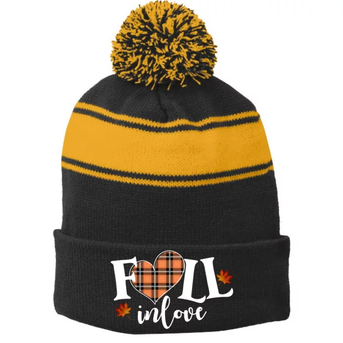 Fall In Love Cute Gift Stripe Pom Pom Beanie