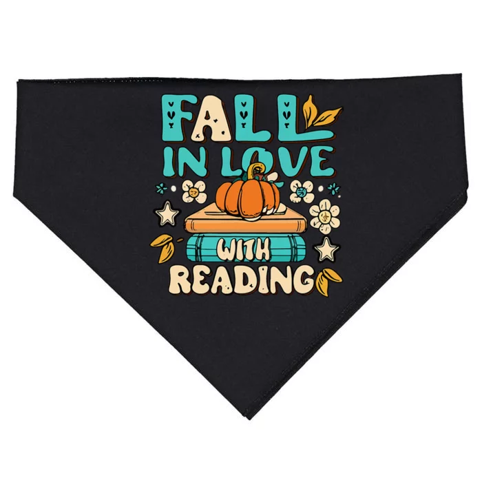 Fall In Love With Reading Book Autumn Pumpkins And Teachers USA-Made Doggie Bandana