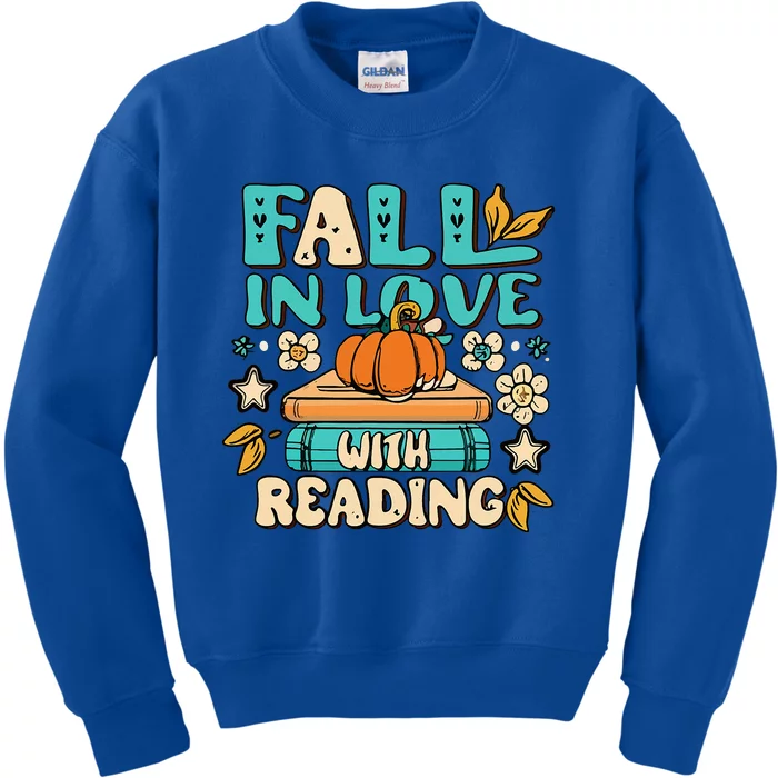 Fall In Love With Reading Book Autumn Pumpkins And Teachers Kids Sweatshirt