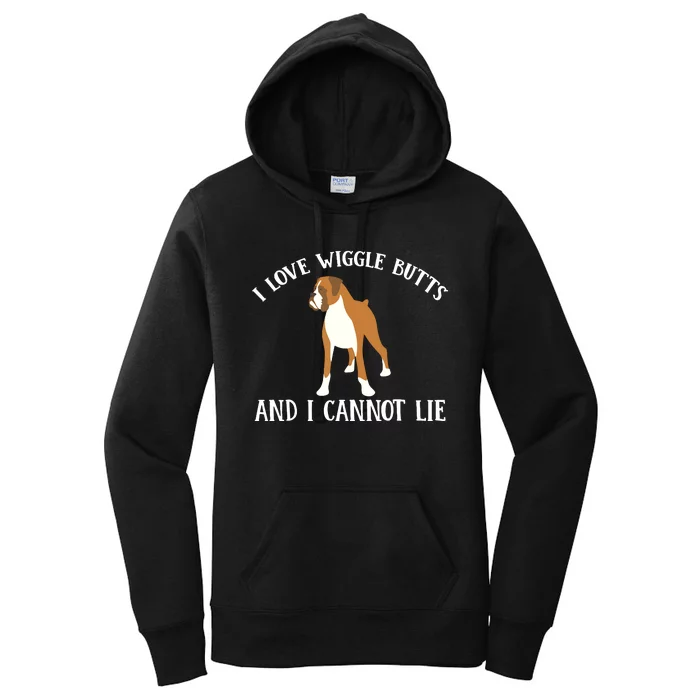 Funny I Love Boxer Wiggle Butt Apparel For Puppy Dog Owners Women's Pullover Hoodie