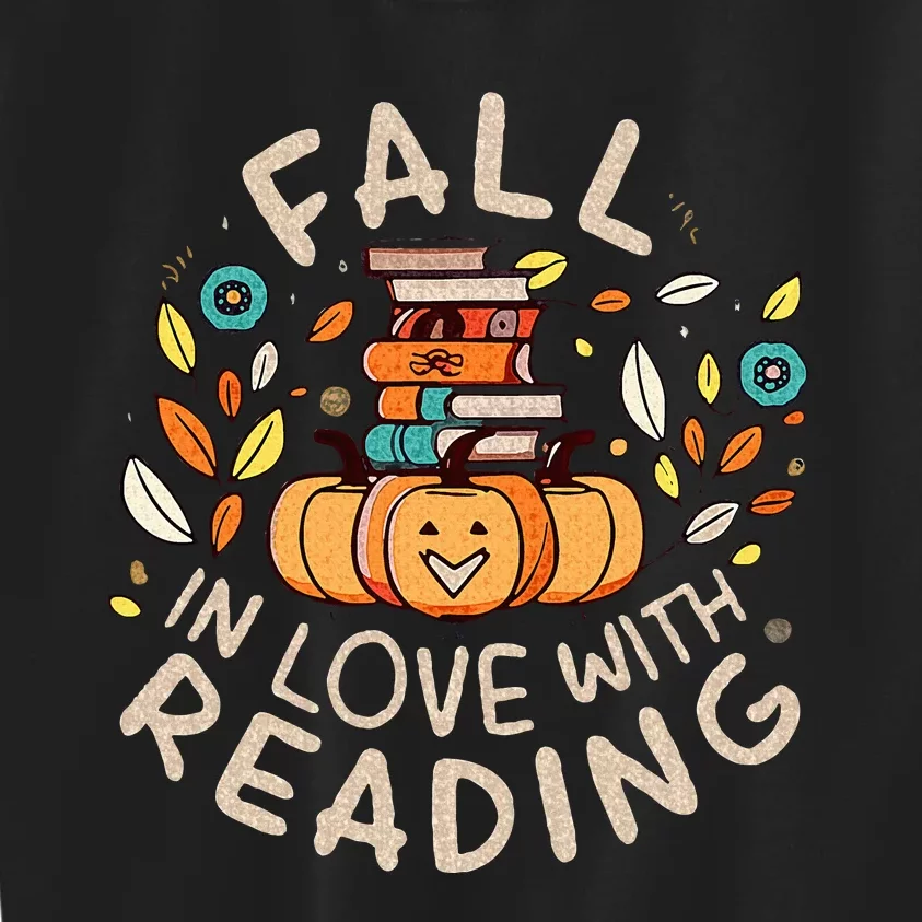 Fall In Love With Reading Book Autumn Pumpkins And Teachers Kids Sweatshirt