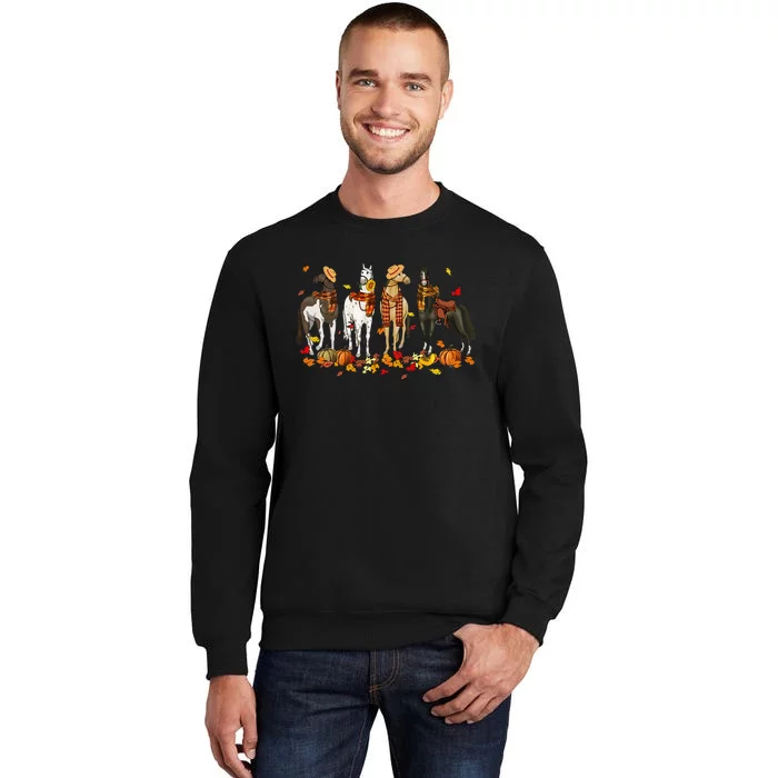 Fall In Love With Cute Horses Thanksgiving Happy Fall Season Sweatshirt