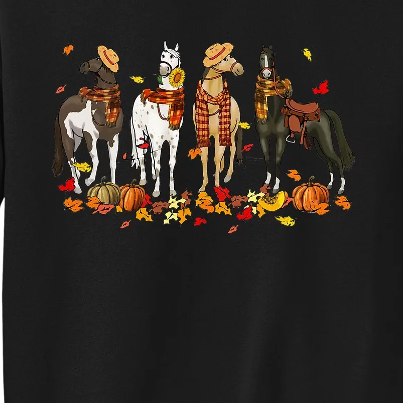 Fall In Love With Cute Horses Thanksgiving Happy Fall Season Sweatshirt