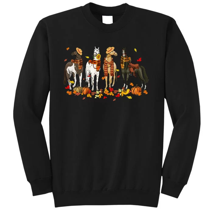 Fall In Love With Cute Horses Thanksgiving Happy Fall Season Sweatshirt