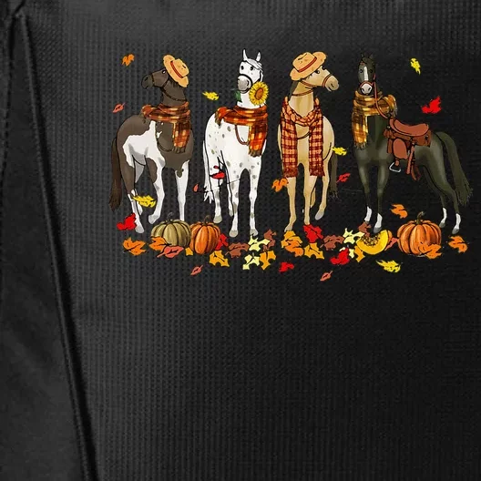 Fall In Love With Cute Horses Thanksgiving Happy Fall Season City Backpack