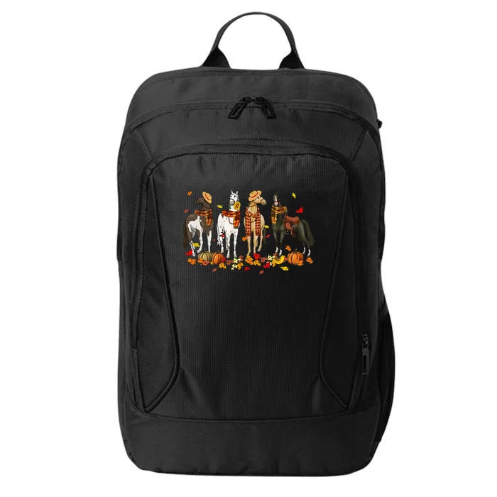 Fall In Love With Cute Horses Thanksgiving Happy Fall Season City Backpack