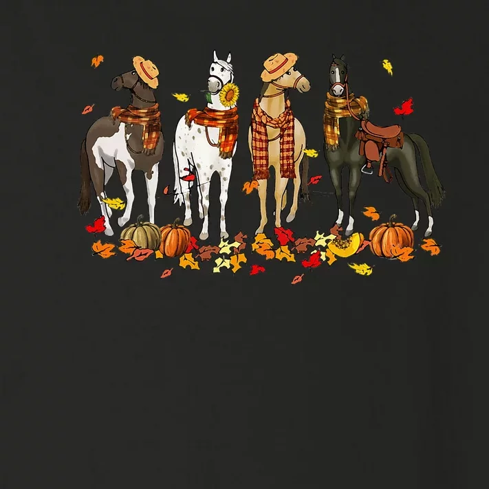 Fall In Love With Cute Horses Thanksgiving Happy Fall Season Toddler Long Sleeve Shirt