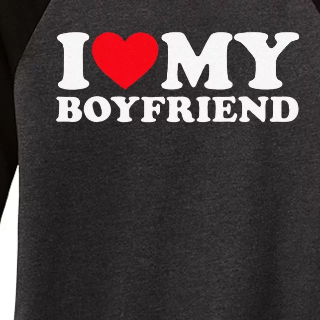 Funny I Love My Boyfriend Heart My Boyfriend Bf Women's Tri-Blend 3/4-Sleeve Raglan Shirt