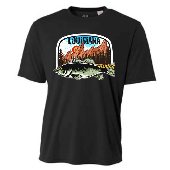 Fishing In Louisiana Retro Nature Louisiana Fishing Cooling Performance Crew T-Shirt