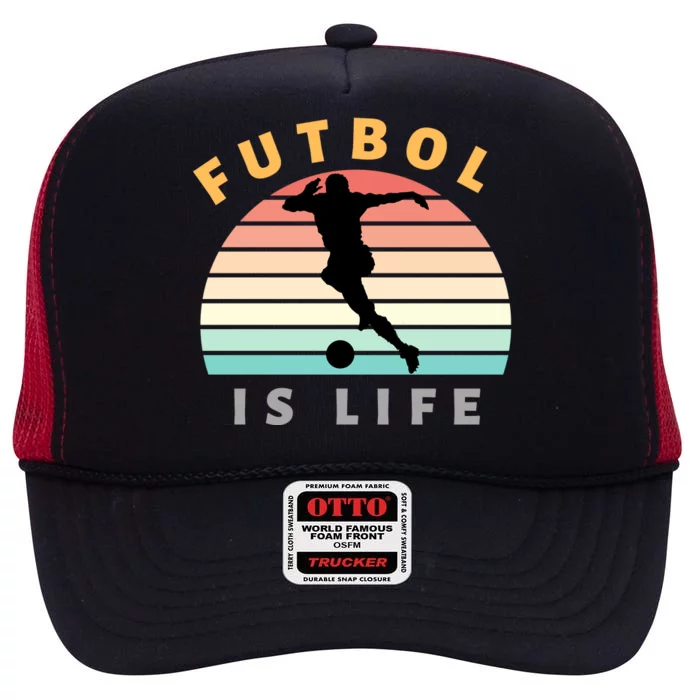 Futbol Is Life High Crown Mesh Trucker Hat