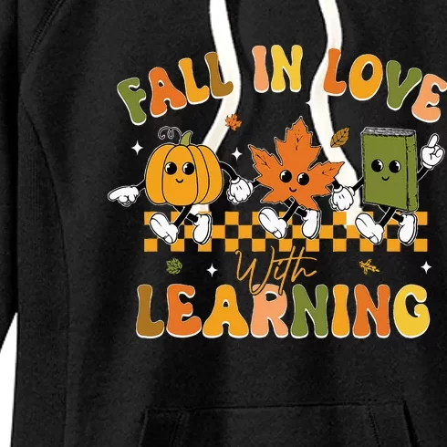 Fall In Love With Learning Retro Pumpkin Thanksgiving Women's Fleece Hoodie