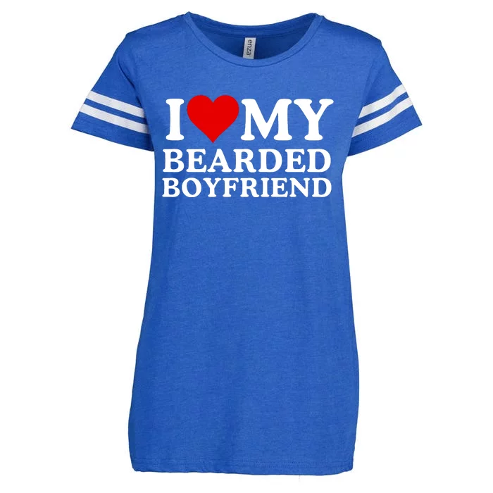 Funny I Love My Bearded Boyfriend I Love My Boyfriend Boyfriends With Beards Enza Ladies Jersey Football T-Shirt