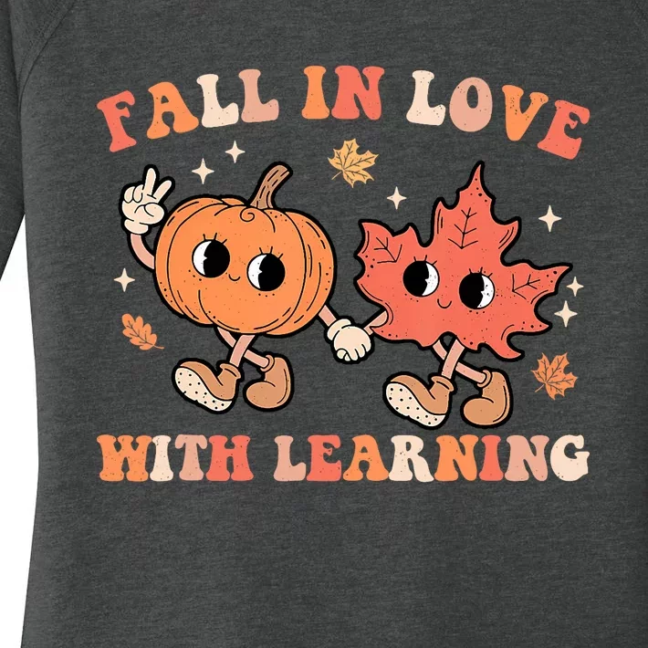 Fall In Love With Learning Fall Teacher Thanksgiving Retro Women's Perfect Tri Tunic Long Sleeve Shirt