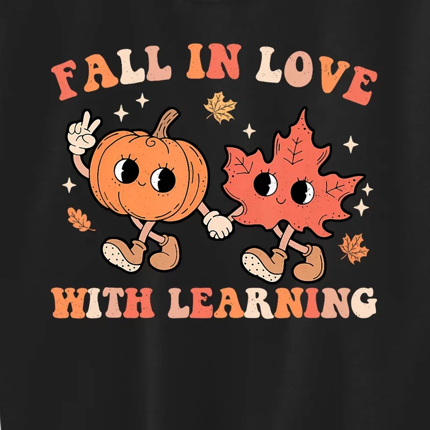 Fall In Love With Learning Fall Teacher Thanksgiving Retro Kids Sweatshirt