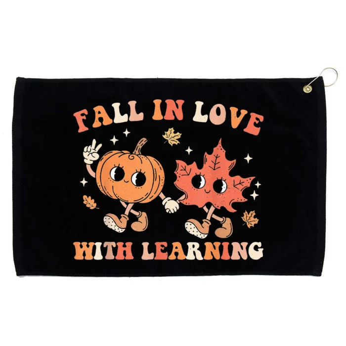 Fall In Love With Learning Fall Teacher Thanksgiving Retro Grommeted Golf Towel