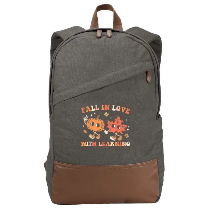 Fall In Love With Learning Fall Teacher Thanksgiving Retro Cotton Canvas Backpack