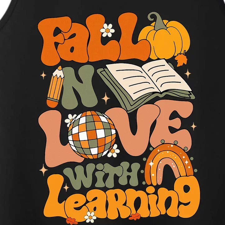 Fall In Love With Learning Autum Thanksgiving Teacher Performance Tank