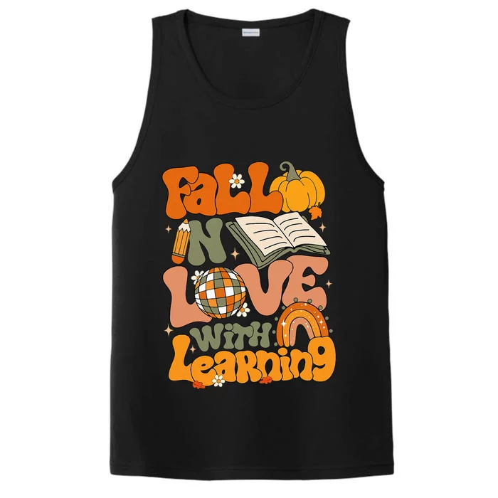 Fall In Love With Learning Autum Thanksgiving Teacher Performance Tank