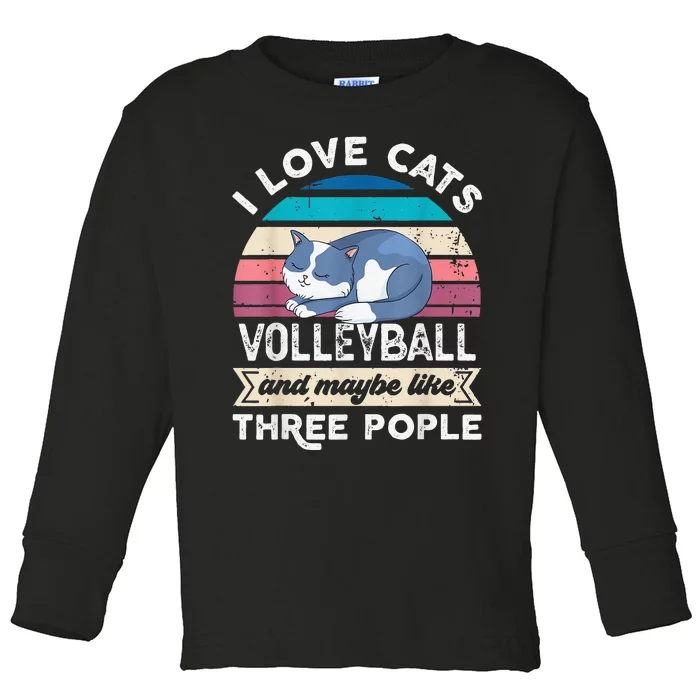 funny I love Cats Volleyball and like Three People Toddler Long Sleeve Shirt